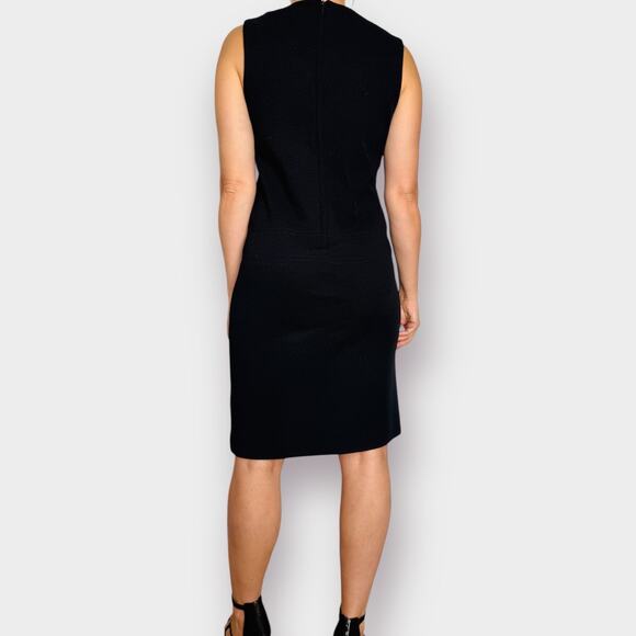 60s Butte Knit‎ Black Wool Dress with Velvet Trim - Picture 7 of 8